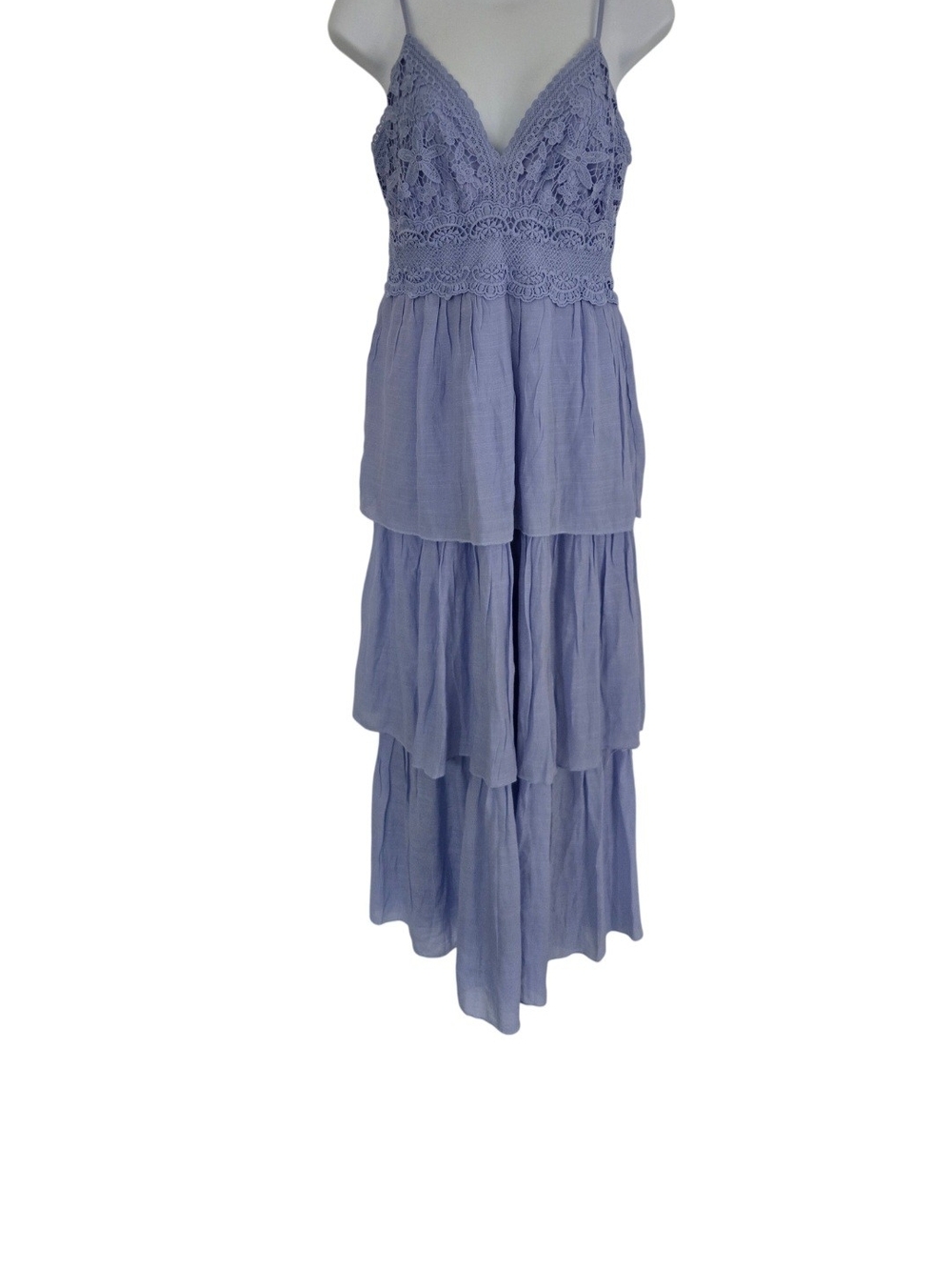 Rebellion Lavender Blue Tiered Backless Maxi Dress